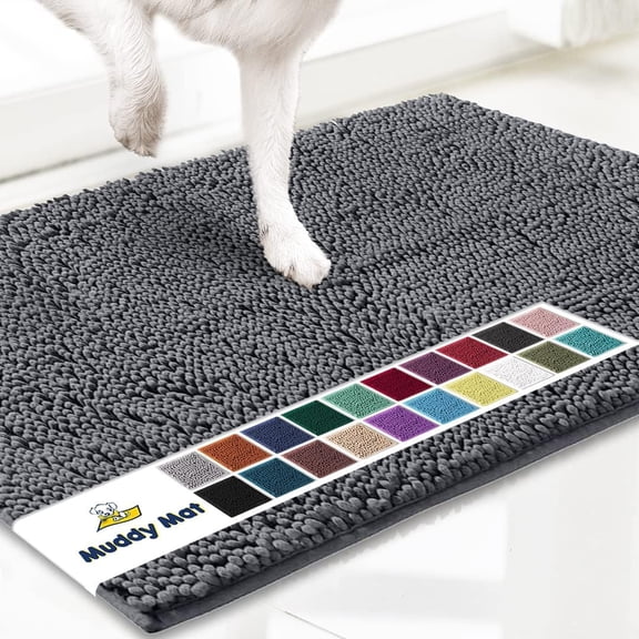 Muddy Mat® | Super Absorbent Door Mat Indoor, Microfiber Quick Dry Chenille Entryway Rug, Non-Slip Front Door Mat, Indoor Mats for Entryway, Machine Washable Pet Rug, Grey XXL 60"X48"