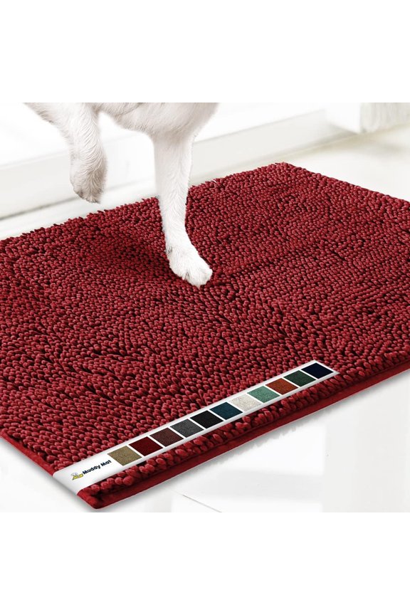 ® | Super Absorbent Door Mat Indoor, Microfiber Quick Dry Chenille Entryway Rug, Non-Slip Front Door Mat, Indoor Mats for Entryway, Machine Washable Pet Rug, Red 28"x18"