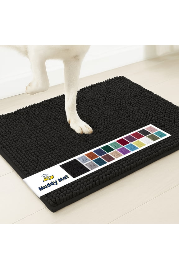 ® | Super Absorbent Door Mat Indoor, Microfiber Quick Dry Chenille Entryway Rug, Non-Slip Front Door Mat, Indoor Mats for Entryway, Machine Washable Pet Rug, Black 30"x19"
