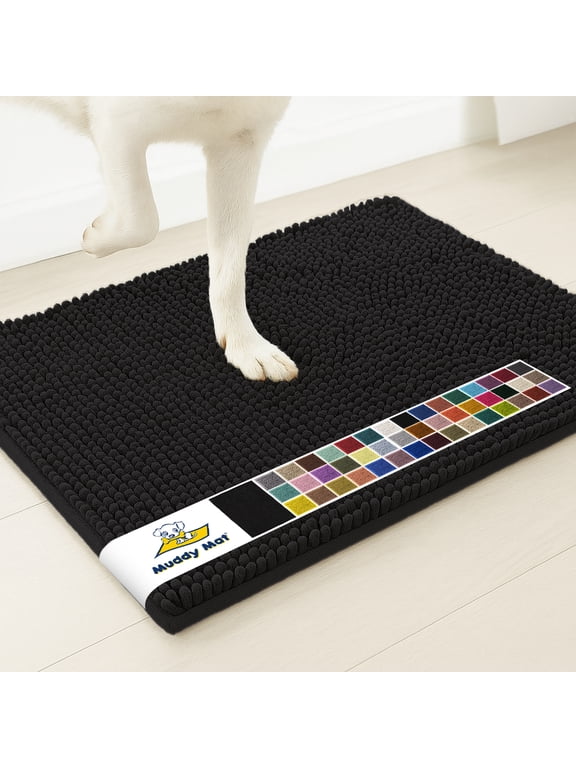 ® | Super Water Absorbent Door Mat Indoor, Microfiber Quick Dry Chenille Entryway Rug, Slip Resistant Front Door Mat, Indoor Mats for Entryway, Machine Washable Pet Rug,-Black Runner 24"X60"
