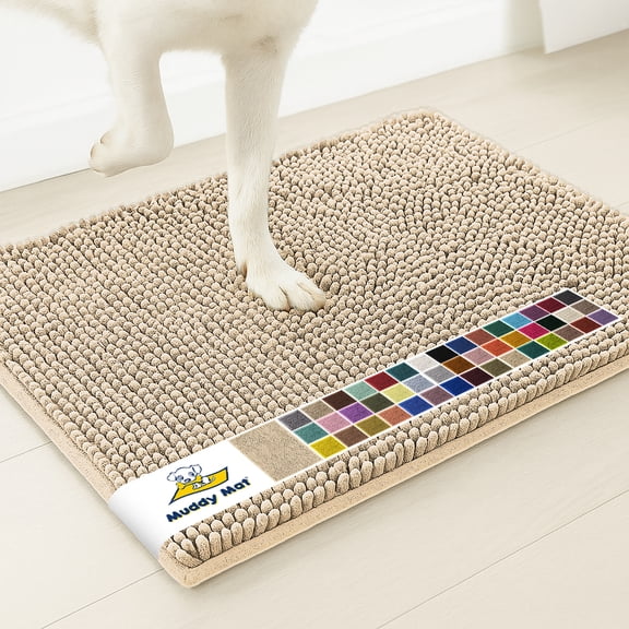 Muddy Mat® | Super Water Absorbent Door Mat Indoor, Microfiber Quick Dry Chenille Entryway Rug, Slip Resistant Front Door Mat, Indoor Mats for Entryway, Machine Washable Pet Rug, Beige 59"x24"