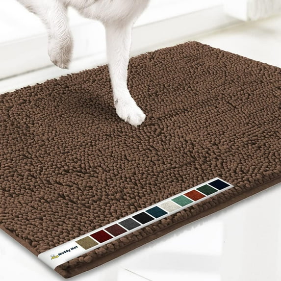 Muddy Mat® | Super Absorbent Door Mat Indoor, Microfiber Quick Dry Chenille Entryway Rug, Non-Slip Front Door Mat, Indoor Mats for Entryway, Machine Washable Pet Rug, Brown 59"x24"