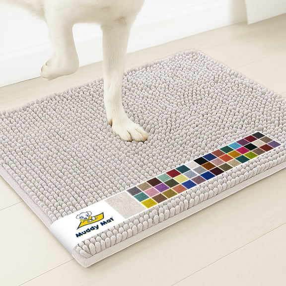 Muddy Mat® | Super Water Absorbent Door Mat Indoor, Microfiber Quick Dry Chenille Entryway Rug, Slip Resistant Front Door Mat, Indoor Mats for Entryway, Machine Washable Pet Rug,-White Runner 59"X24"