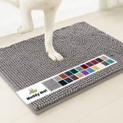 Muddy Mat® | Super Absorbent Door Mat Indoor, Microfiber Quick Dry Chenille Entryway Rug, Non-Slip Front Door Mat, Indoor Mats for Entryway, Machine Washable Pet Rug, Grey 18"x28"