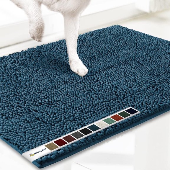 Muddy Mat® | Super Absorbent Door Mat Indoor, Microfiber Quick Dry Chenille Entryway Rug, Non-Slip Front Door Mat, Indoor Mats for Entryway, Machine Washable Pet Rug, Atlantic Blue 59"x24"