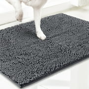 Muddy Mat AS-SEEN-ON-TV Highly Absorbent Microfiber Door Mat and Pet Rug, Non Slip Thick Washable Area and Bath Mat Soft Chenille for Kitchen Bathroom Bedroom Indoor and Outdoor - Grey Small 28"X18"