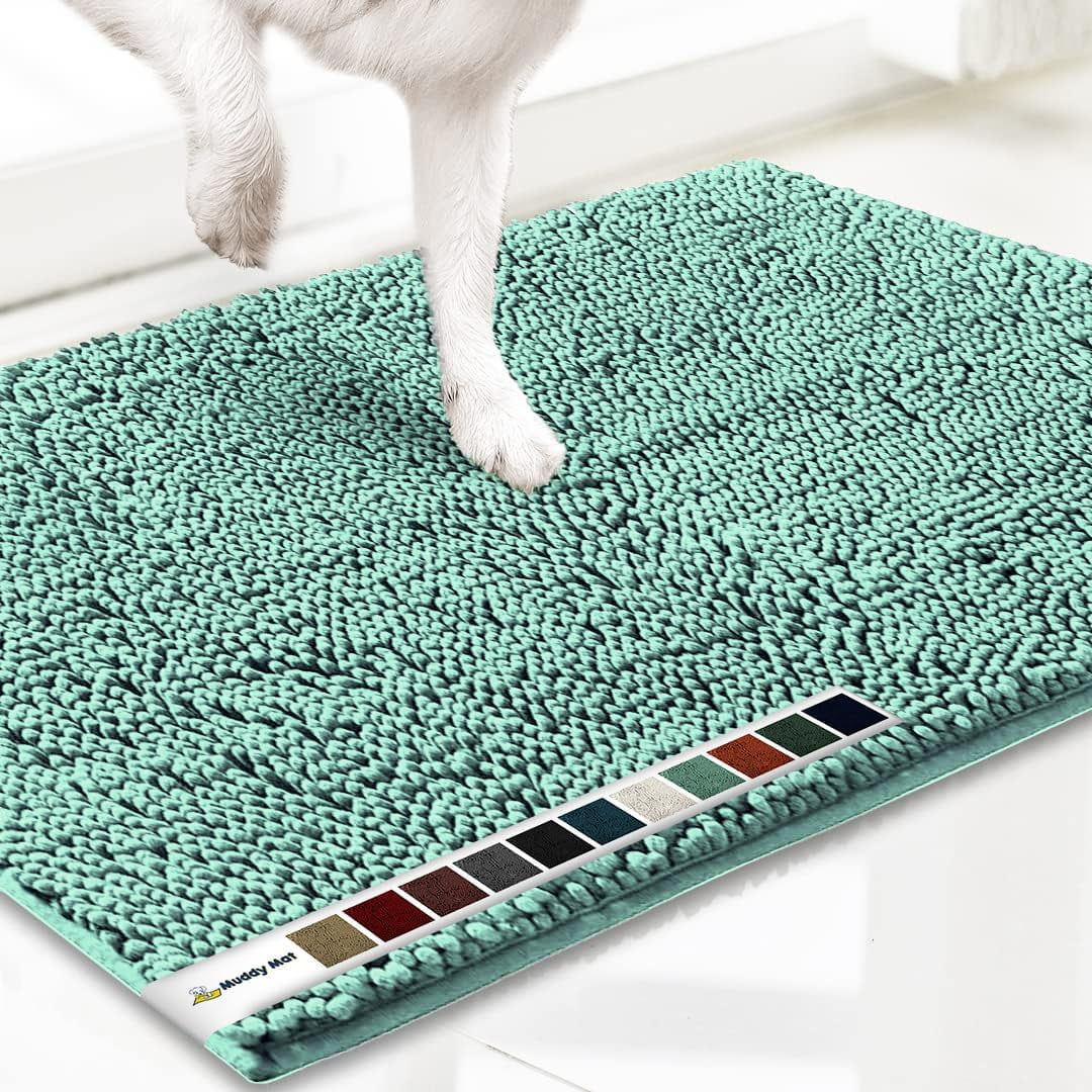 Seafoam Green Medium Absorbent Microfiber Chenille Door Mat