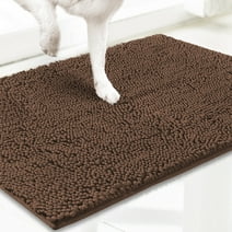 Muddy Mat AS-SEEN-ON-TV Highly Absorbent Microfiber Door Mat and Pet Rug, Non Slip Thick Washable Area and Bath Mat Soft Chenille for Kitchen Bathroom Bedroom Indoor and Outdoor - Brown Large 35"X24"