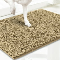 Muddy Mat AS-SEEN-ON-TV Highly Absorbent Microfiber Door Mat and Pet Rug, Non Slip Thick Washable Area and Bath Mat Soft Chenille for Kitchen Bathroom Bedroom Indoor and Outdoor - Beige Small 28"X18"