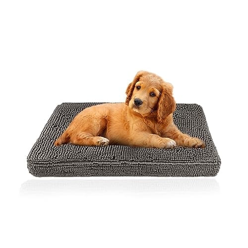 Muddy Mat Dog Crate Bed mat, Comfortable Dog Pillow, Crate Bed for Large Medium Small Dogs and Cats, Ultra Soft & Relaxing Washable & Dryer Safe Chenille Material - Grey Small (18"x24")
