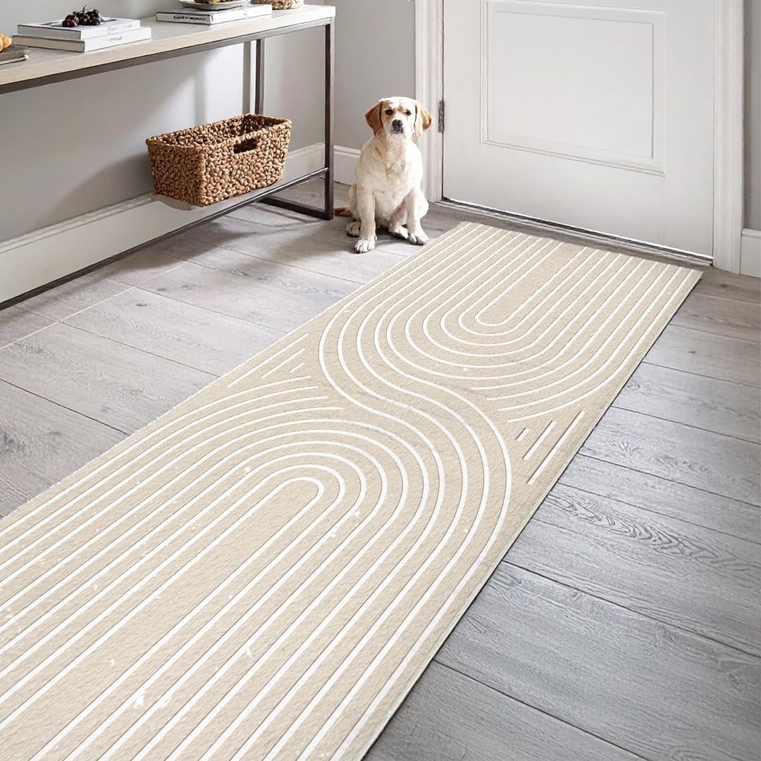 Muddy Mat® Maze 2x7 Washable Area Rugs for Living Room, Bedroom & Dining Room – Modern Soft Low Pile Non Slip Carpet – Pet Friendly Waterproof Foldable Rugs for Home
