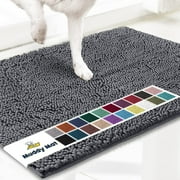 Muddy Mat  | Super Water Absorbent Door Mat Indoor, Microfiber Quick Dry Chenille Entryway Rug, Slip Resistant Front Door Mat, Indoor Mats for Entryway, Machine Washable Pet Rug, Grey 24x72