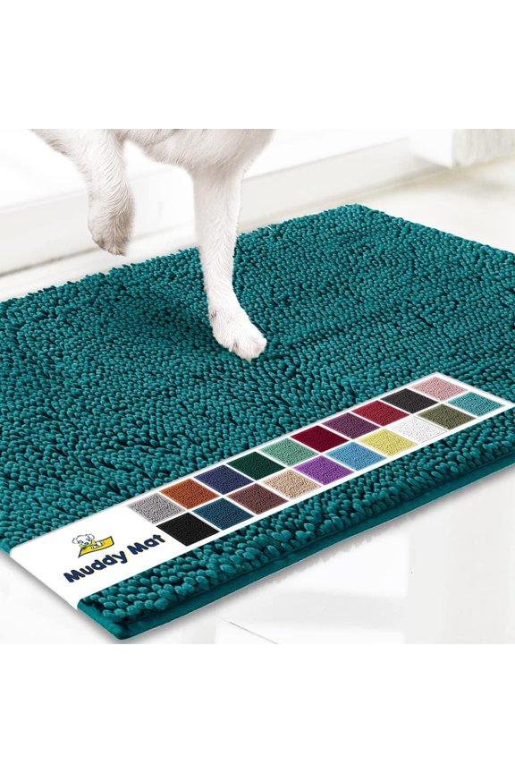 ® | Super Absorbent Door Mat Indoor, Microfiber Quick Dry Chenille Entryway Rug, Non-Slip Front Door Mat, Indoor Mats for Entryway, Machine Washable Pet Rug, Teal 19"x30"