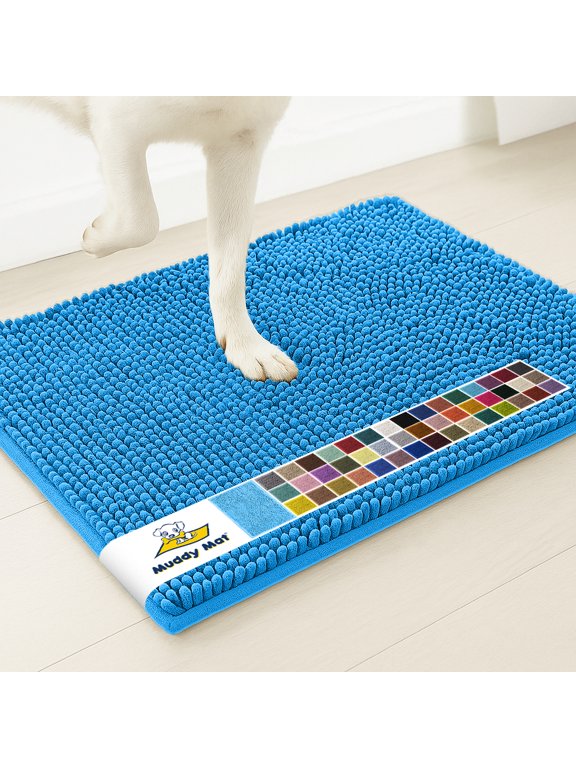 ® | Super Water Absorbent Door Mat Indoor, Microfiber Quick Dry Chenille Entryway Rug, Slip Resistant Front Door Mat, Indoor Mats for Entryway, Machine Washable Pet Rug, Sky Blue 48"x72"