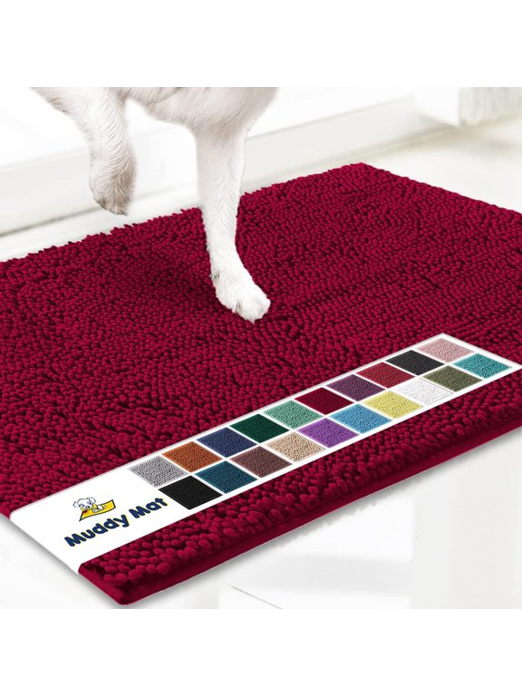 ® | Super Absorbent Door Mat Indoor, Microfiber Quick Dry Chenille Entryway Rug, Non-Slip Front Door Mat, Indoor Mats for Entryway, Machine Washable Pet Rug, Maroon 24"x36"