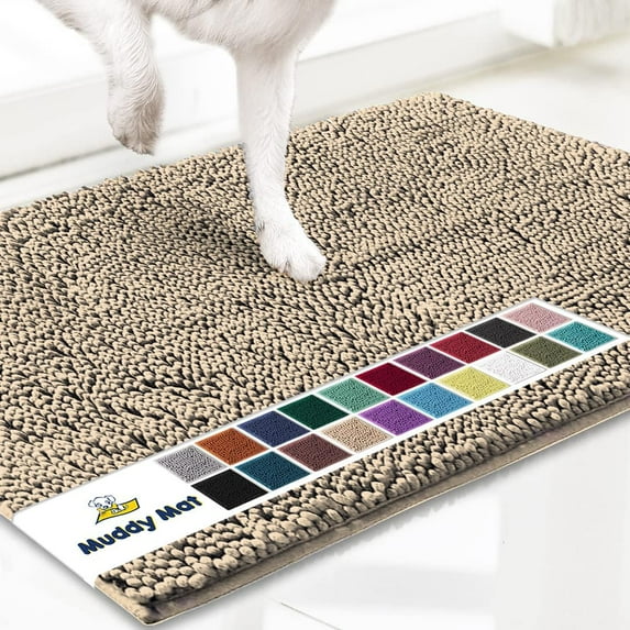 Muddy Mat® | Super Absorbent Door Mat Indoor, Microfiber Quick Dry Chenille Entryway Rug, Non-Slip Front Door Mat, Indoor Mats for Entryway, Machine Washable Pet Rug, Beige 36"x120"
