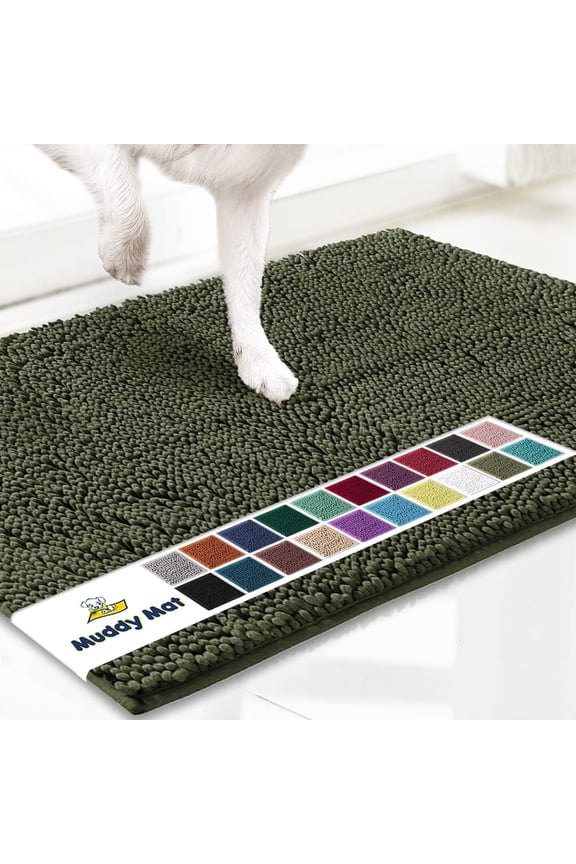 ® | Super Absorbent Door Mat Indoor, Microfiber Quick Dry Chenille Entryway Rug, Non-Slip Front Door Mat, Indoor Mats for Entryway, Machine Washable Pet Rug, Army Green 48"x72"
