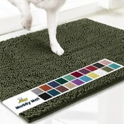 Muddy Mat® Original Dog Door Mat for Muddy Paws, Super Absorbent Microfiber, Non-Slip Washable Pet Rug, Quick Dry Chenille Entryway Carpet, Machine Washable Indoor Outdoor mat, Army Green 48"x72"