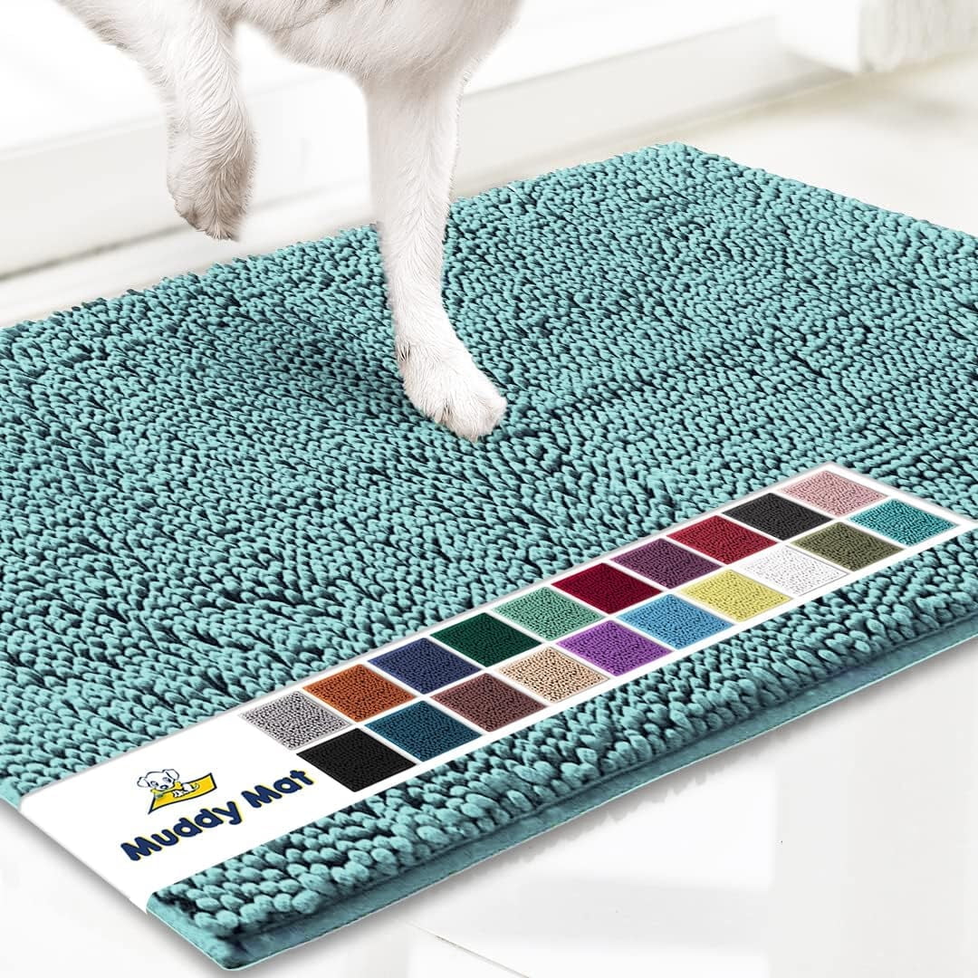 Muddy Mat® | Super Absorbent Door Mat Indoor, Microfiber Quick Dry Chenille Entryway Rug, Non-Slip Front Door Mat, Indoor Mats for Entryway, Machine Washable Pet Rug, Seafoam Green 48"x60"