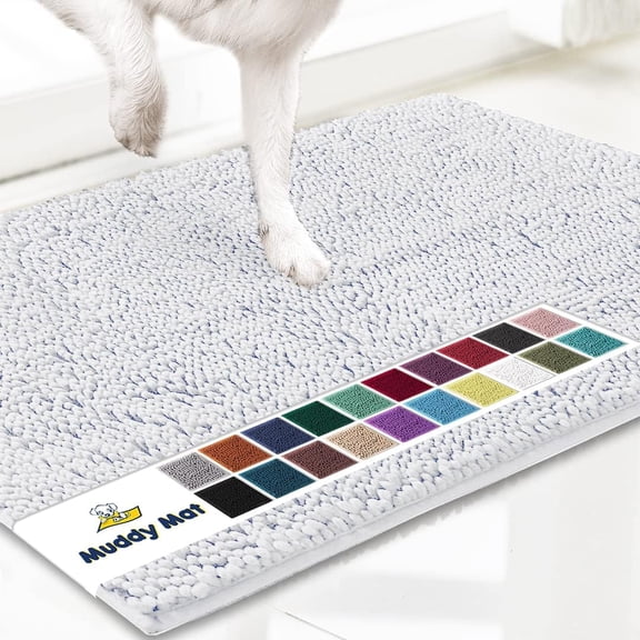 Muddy Mat® | Super Absorbent Door Mat Indoor, Microfiber Quick Dry Chenille Entryway Rug, Non-Slip Front Door Mat, Indoor Mats for Entryway, Machine Washable Pet Rug, White 48"x60"