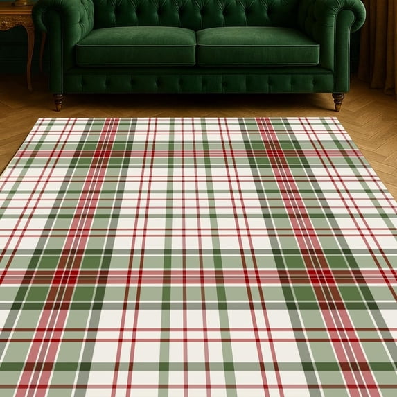 Muddy Mat® Plaid 3x5 Washable Area Rugs for Living Room, Bedroom & Dining Room – Modern Soft Low Pile Non Slip Carpet – Pet Friendly Waterproof Foldable Rugs for Home