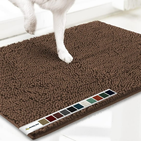 Muddy Mat® | Super Absorbent Door Mat Indoor, Microfiber Quick Dry Chenille Entryway Rug, Non-Slip Front Door Mat, Indoor Mats for Entryway, Machine Washable Pet Rug, Brown 28"x18"