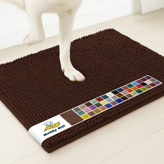 Muddy Mat® | Super Water Absorbent Door Mat Indoor, Microfiber Quick Dry Chenille Entryway Rug, Slip Resistant Front Door Mat, Indoor Mats for Entryway, Machine Washable Pet Rug, Brown 28"x18"