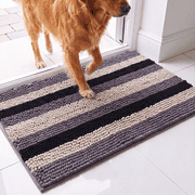 Muddy Mat  Super Absorbent Chenille Dog Door Mat for Muddy Paws   Non-Slip, Machine Washable Indoor Entry Rug, Quick-Dry Pet Mat for Entryway   Sandy Stripes 19"x30"