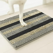 Muddy Mat  Super Absorbent Chenille Dog Door Mat for Muddy Paws   Non-Slip, Machine Washable Indoor Entry Rug, Quick-Dry Pet Mat for Entryway   Sandy Stripes 19x30