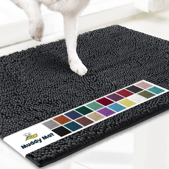 Muddy Mat® | Super Absorbent Door Mat Indoor, Microfiber Quick Dry Chenille Entryway Rug, Non-Slip Front Door Mat, Indoor Mats for Entryway, Machine Washable Pet Rug, Charcoal 24"x36"