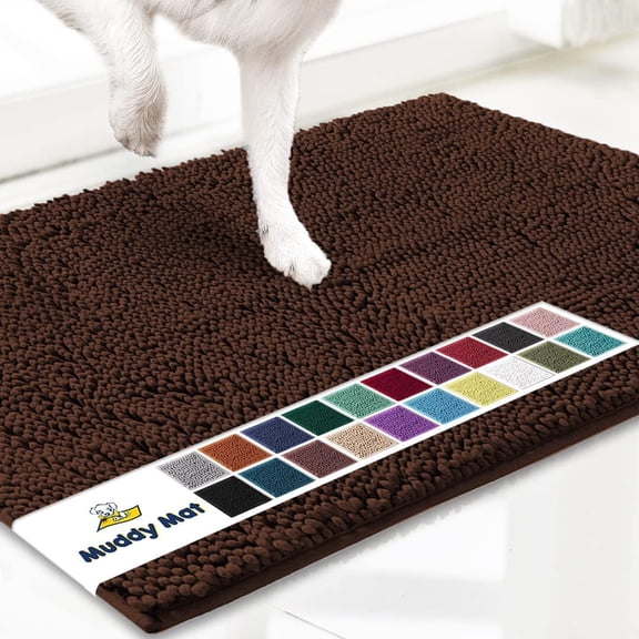 Muddy Mat® | Super Absorbent Door Mat Indoor, Microfiber Quick Dry Chenille Entryway Rug, Non-Slip Front Door Mat, Indoor Mats for Entryway, Machine Washable Pet Rug, Brown 24"x36"