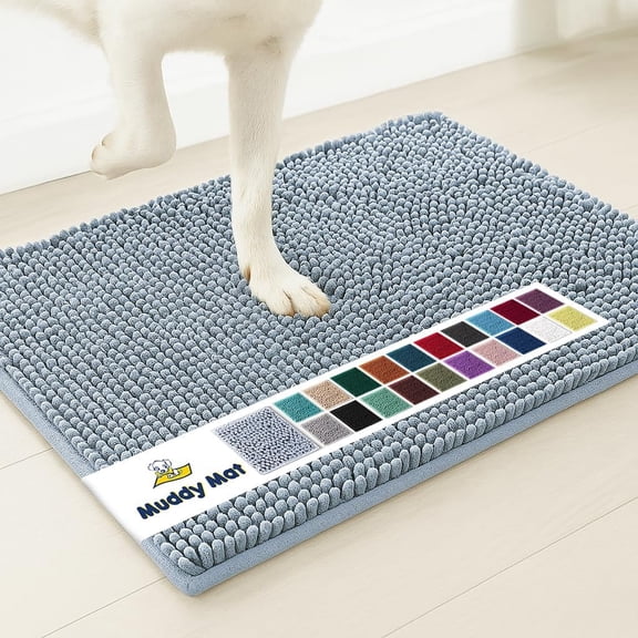 Muddy Mat® | Super Absorbent Door Mat Indoor, Microfiber Quick Dry Chenille Entryway Rug, Non-Slip Front Door Mat, Indoor Mats for Entryway, Machine Washable Pet Rug, Baby Blue 19"X30"