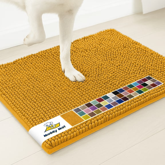 Muddy Mat® | Super Water Absorbent Door Mat Indoor, Microfiber Quick Dry Chenille Entryway Rug, Slip Resistant Front Door Mat, Indoor Mats for Entryway, Machine Washable Pet Rug, Gold 20" x 33"