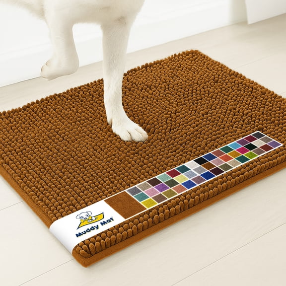 Muddy Mat® | Super Water Absorbent Door Mat Indoor, Microfiber Quick Dry Chenille Entryway Rug, Slip Resistant Front Door Mat, Indoor Mats for Entryway, Machine Washable Pet Rug, Amber 16" x 24"