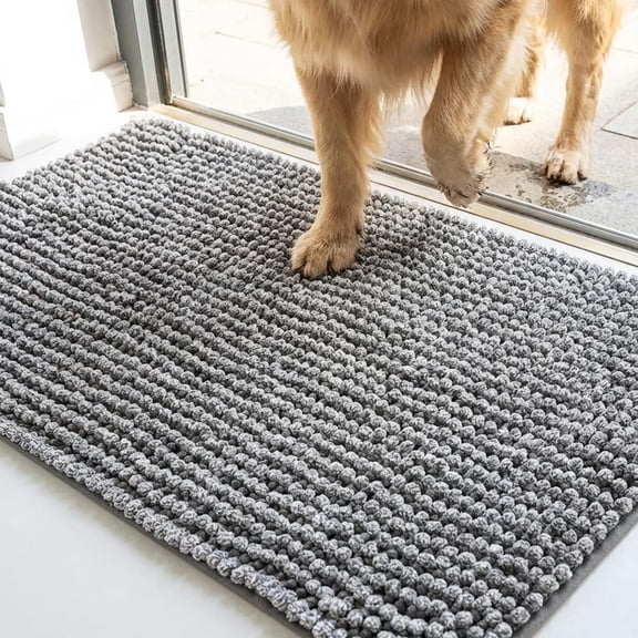 Muddy Mat®|TrapMax Dog Door Mat for Muddy Paws, 1550 GSM Chenille Dirt Trapper, Super Absorbent Non-Slip Washable Entryway Rug, Quick Dry Mud Mat for Dogs, Entryway Carpet Indoor Pet, Grey 18"x28"