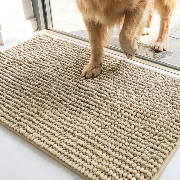 Muddy Mat®|TrapMax Dog Door Mat for Muddy Paws, 1550 GSM Chenille Dirt Trapper, Super Absorbent Non-Slip Washable Entryway Rug, Quick Dry Mud Mat for Dogs, Entryway Carpet Indoor Pet, Beige 18"x28"