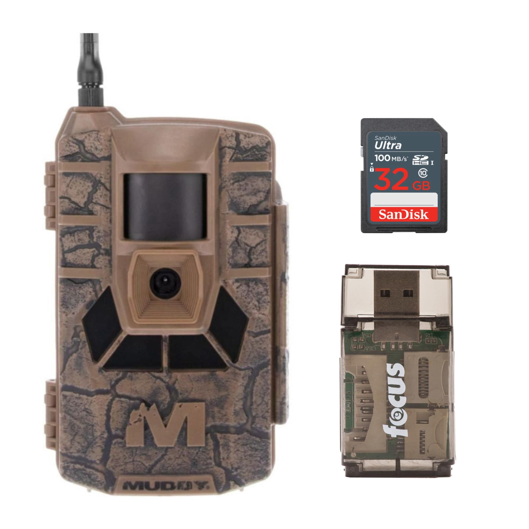 Muddy Matrix 36MP Imaging Cellular Trail Camera with On Demand Photo and Dual Network (Mud) Bundle with 32GB Ultra SDHC UHS-I Memory Card and Focus All-In-One High Speed Card Reader (3 Items)