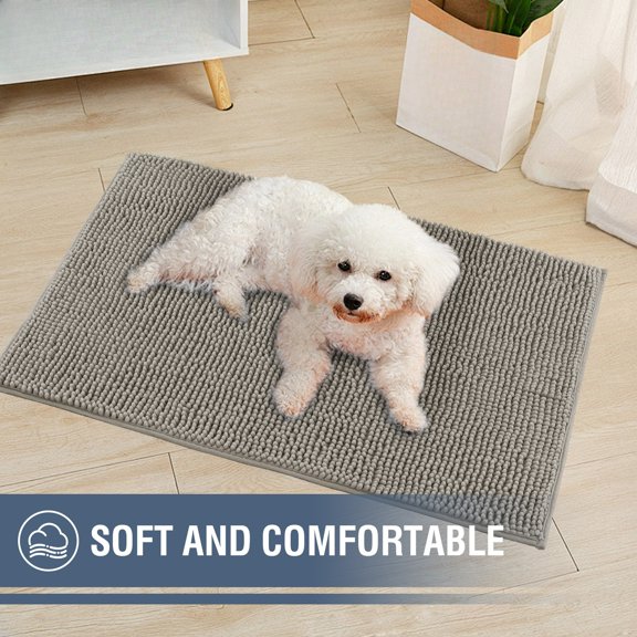 Muddy Paws Doormat: Non-Slip, Washable, Quick-Drying Chenille Mat for Dogs. Absorbs Moisture & Dirt, Perfect for Indoor Entryways