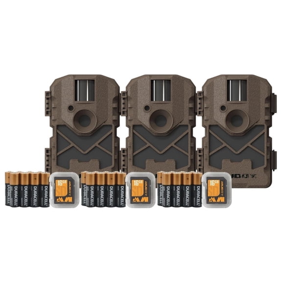 Muddy Pro Cam 20 720p Trail Camera 3-Pack Bundle with SD Card and Batteries