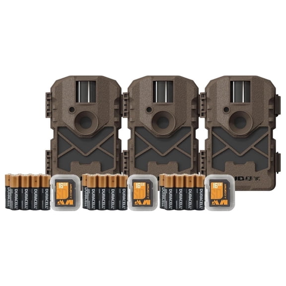 Muddy Pro Cam 20 720p Trail Camera 3-Pack Bundle with SD Card and Batteries
