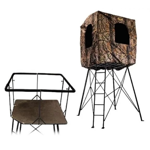 Muddy Quad Pod Deluxe 12' Steel Hunting Stand with Ladder, Steel Frame, Camo