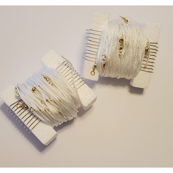 Muddy River Trotlines Package of 2 Complete Trotline kit Including Mainline prerigged with Swivels, Leader Lines and Hooks., 100 feet, white