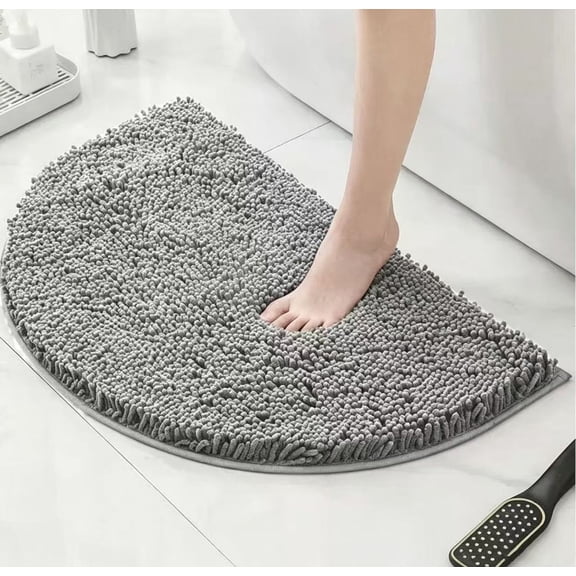 Muccky Rug,Indoor Outdoor Mat, Super Absorbent Microfiber Half Circle Dog Door Mat for Mucky Paws - Non-Slip Washable Pet Rug, Quick Dry Chenille Entryway Carpet, Silver Gray 16x24 Inch, Seen on TV