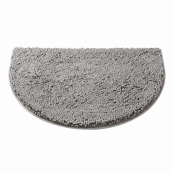 Mucky Rug, Indoor Outdoor Mat, Super Absorbent Microfiber Half Circle Dog Door Mat for Mucky Paws - Non-Slip Washable Pet Rug, Quick Dry Chenille Entryway Carpet, Seen on TV, Silver Gray, 16"x24"