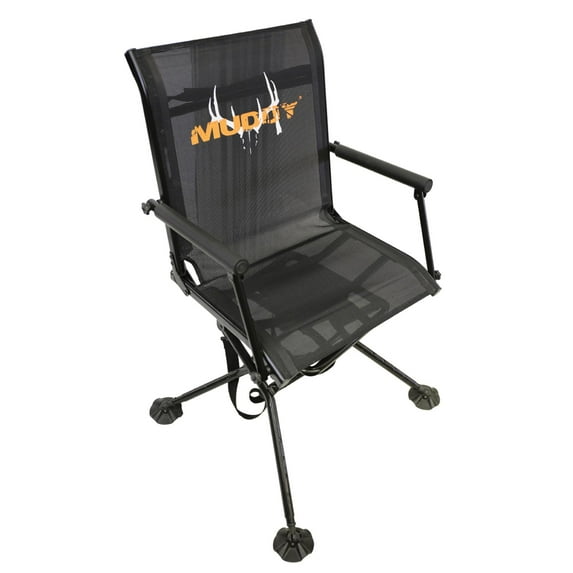 Muddy Swivel Ground Seat with Adjustable Legs - Durable Foldable Portable Hunting Outdoor 360 Degree Flex-Tek Seat with Integrated Armrests & Removable Carry Strap, 300 Lbs. Maximum Capacity