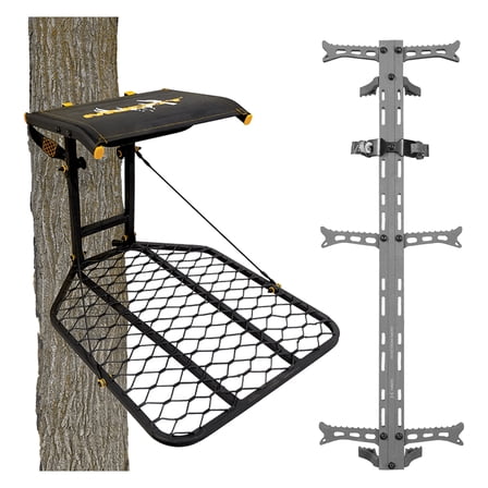 Muddy The Boss Hang On Tree Stand & Hawk Helium Set of 3 Climbing Sticks
