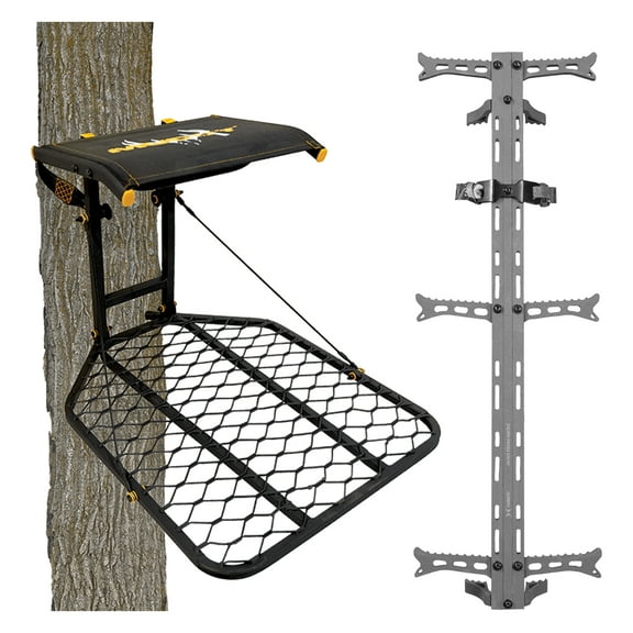 Muddy The Boss Hang On Tree Stand & Hawk Helium Set of 3 Climbing Sticks