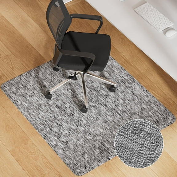 Mudeela Office Chair Mat, 35 x 47in Heavy Duty Hard Floor Protector, Floor Mat for Office Chair, Home, Light Gray