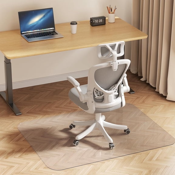 Delamu Office Mat for Hard Floor, 30"×48" Office Computer Desk Chair Mat, Transparent PVC, Transparent