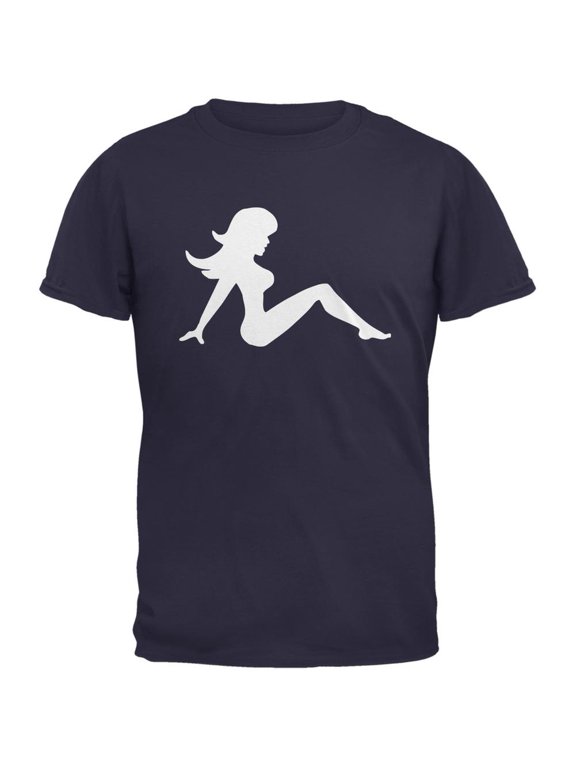 Mudflap Girl Silhouette Navy Adult T-Shirt - Medium